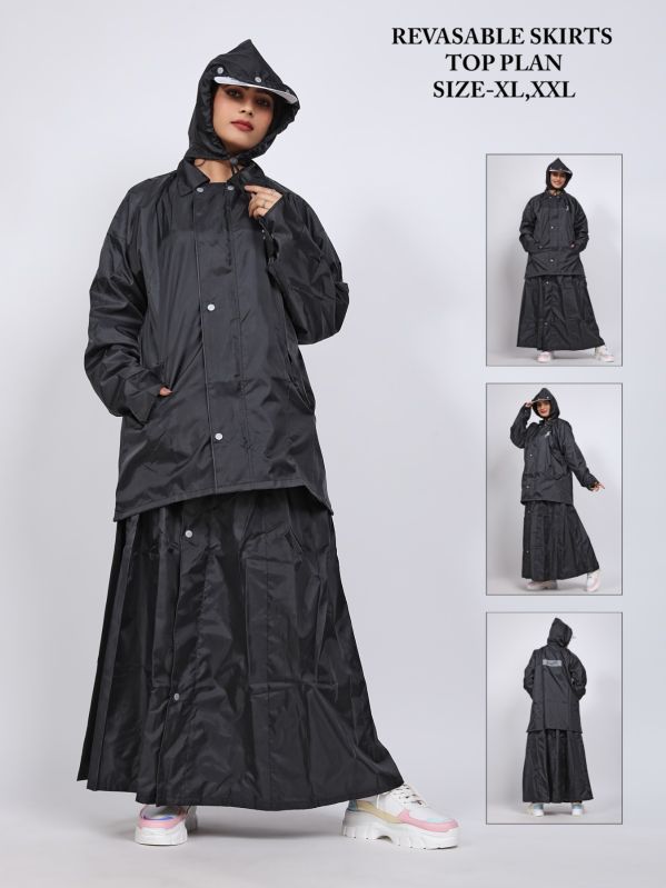 Ladies Plain Reversible Skirt Top Raincoat