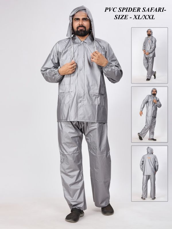 Mens Plain PVC Spider Safari Raincoat