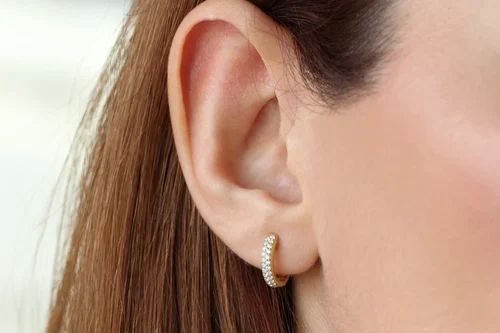 Ladies Hoop Diamond Earrings