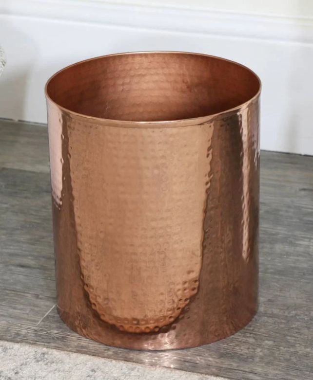 20x20 Cm Hammered Copper Storage Waste Bin