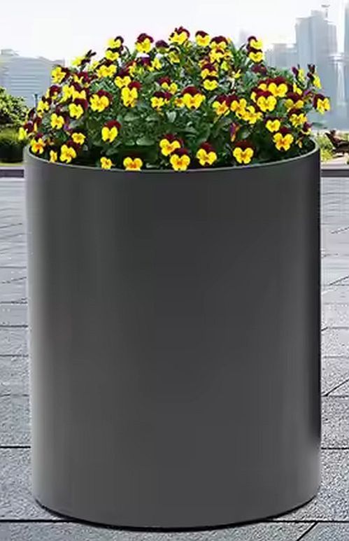 30x30x35 Cm Black Round Metal Planter