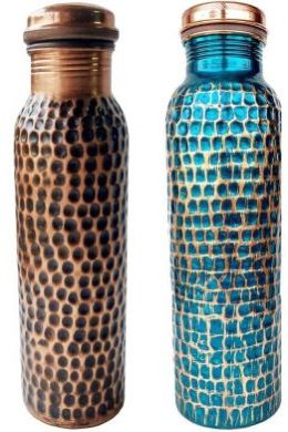 900 Ml Colored Hammered Copper Water Bottle