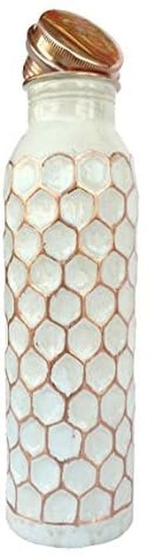 900 Ml White Hammered Copper Water Bottle