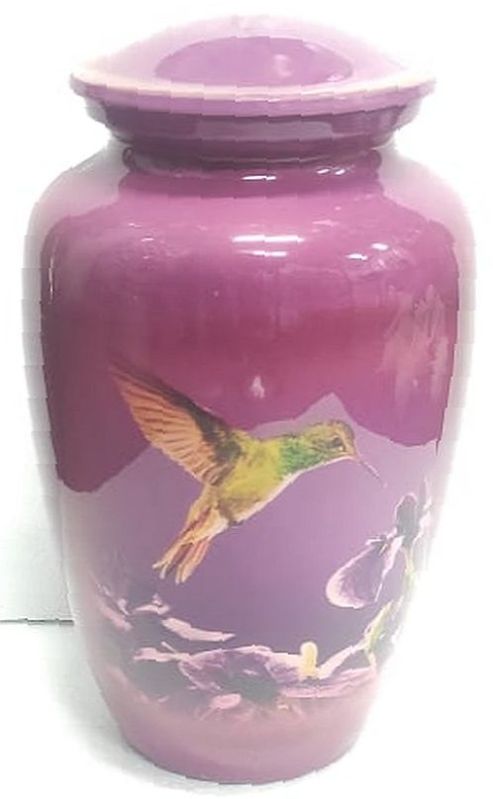 AI/AL.URN/24-25/04 Bird Printed Aluminum Urn