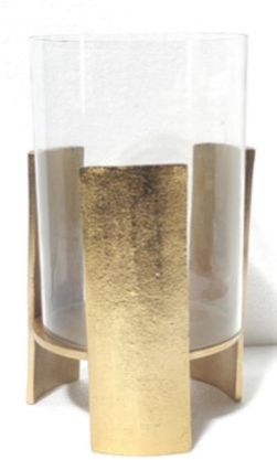 Glass Candle Holder with Golden Aluminium Base