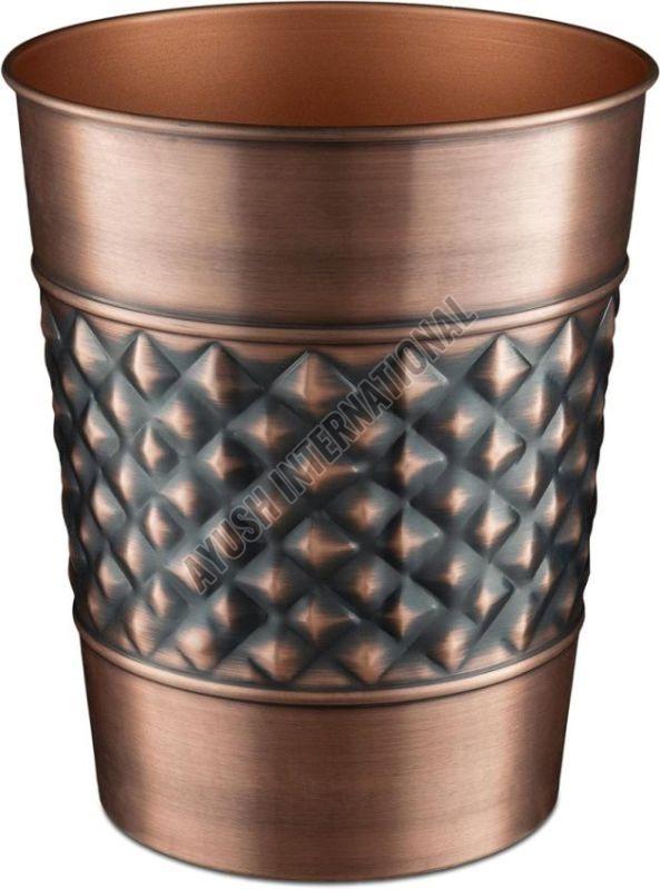 21.5X21.5 cm Designer Hammered Copper Storage Waste Bin