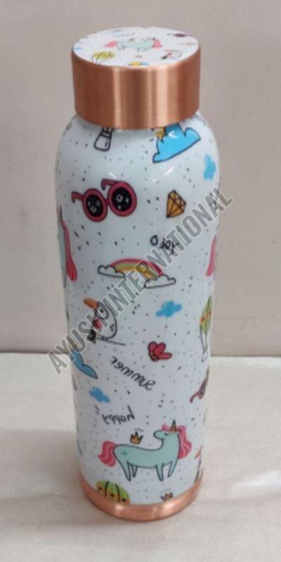 900 Ml White Printed Pure Copper Water Bottle