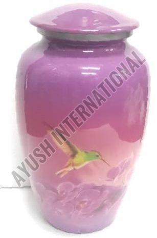 AI/AL.URN/24-25/07 Bird Printed Aluminum Urn