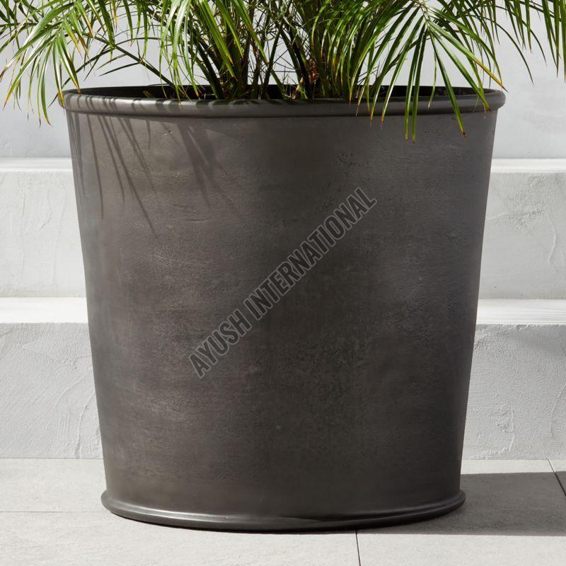 Black Round Aluminum Planter