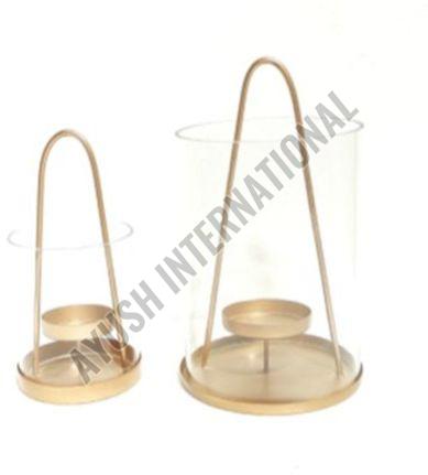 Golden Aluminium Hanging Candle Holder