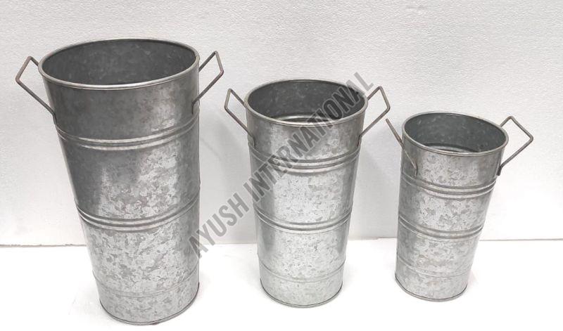 Set of 3 Steel Round Indoor Planter