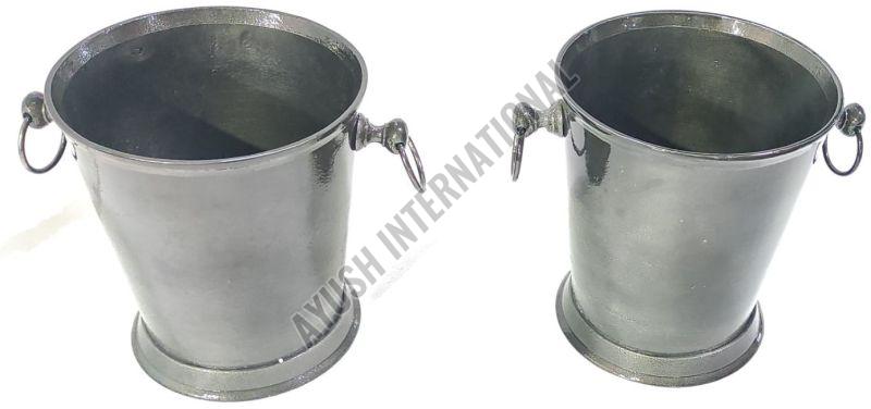 Silver Round Aluminum Planter