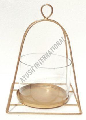 Single Glass Candle Holder with Iron Stand