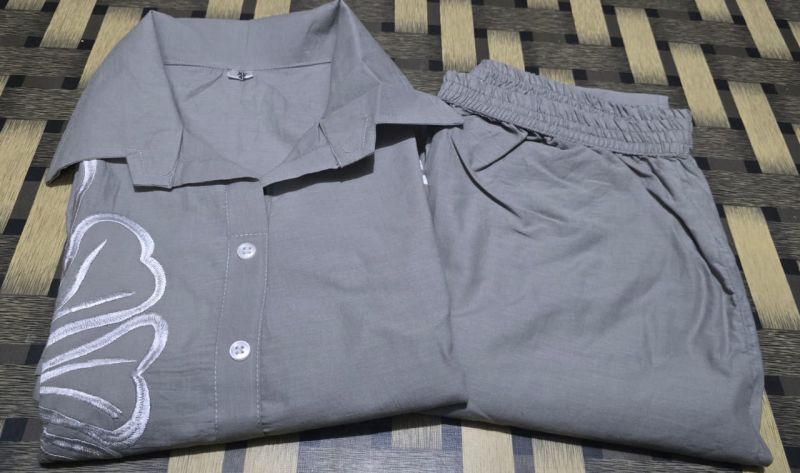 Ladies Cotton Grey Cord Set