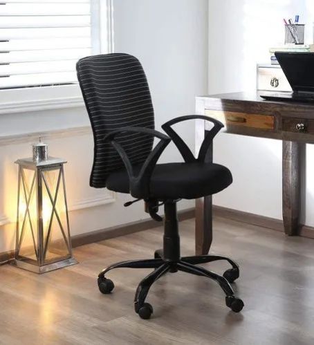 Fabric Fixed Arms Office Revolving Chair