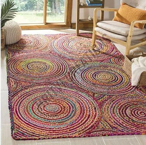 Multicolor Handmade Designer Jute Rug