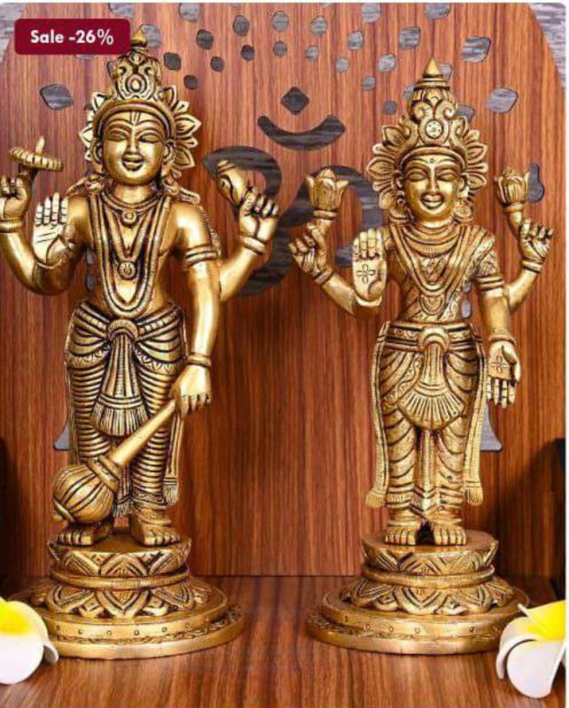 Brass Standing Lord Laxmi Vishnu Statue