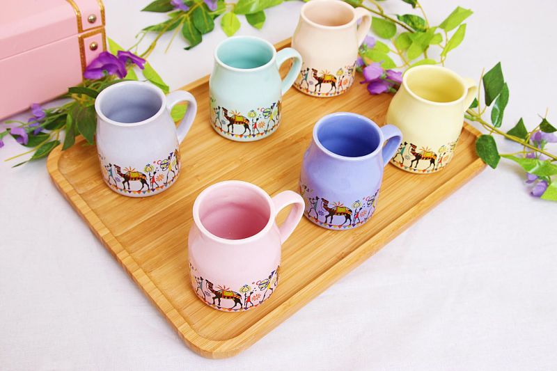 6 Set of Flask Chai Cups with Elephant Motif