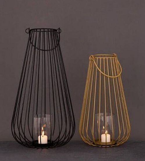 Metal Candle Glass Lantern with Handle