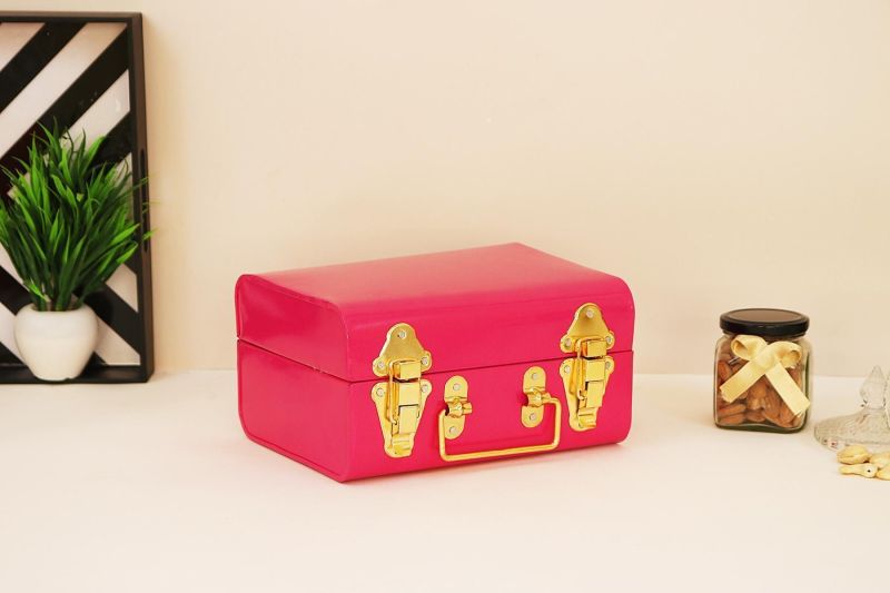 Pink and Golden Metal Trunk