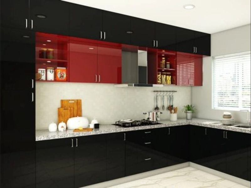 Glossy Finish Wooden Modular Kitchen