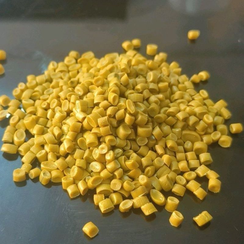 Yellow Reprocessed HDPE Granules