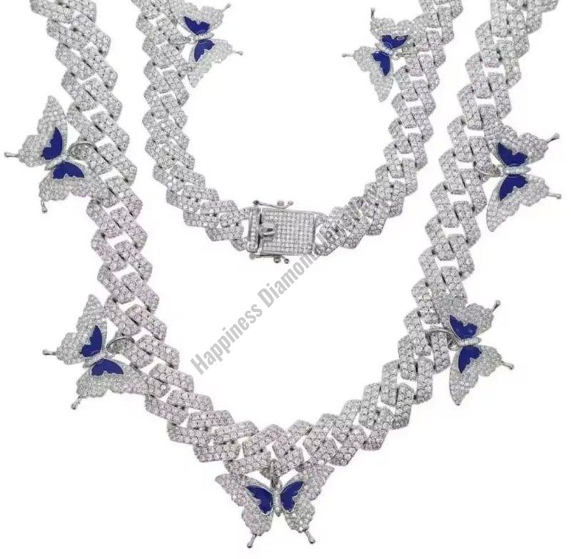Butterfly Sterling Silver Full Iced Out Chain