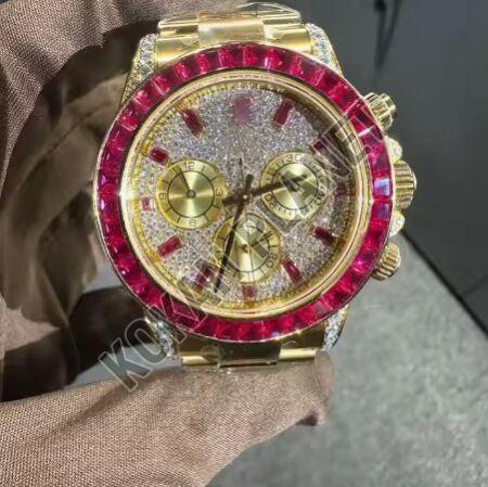 Luxury Men\'s Iced Out Moissanite Diamond Hip Hop Quartz Watch