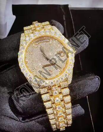 Mens High-Quality Luxury VVS Moissanite Diamond Quartz Watch