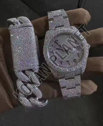 Mens High-Quality Luxury VVS Moissanite Diamond Iced Hip Hop Quartz Watch