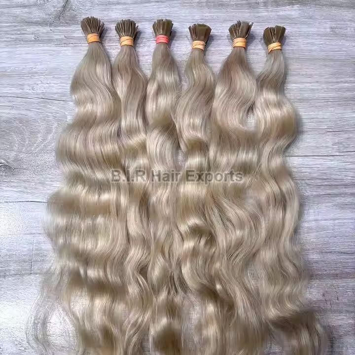 Blonde Wavy I Tip Hair Extensions