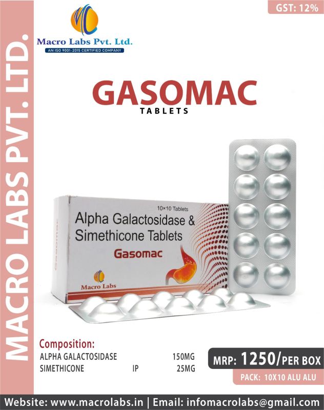 ALPHAGALACTOSIDASE 150MG+SIMETHICONE 25MG TAB