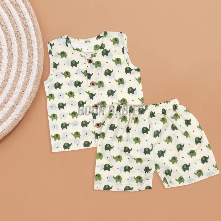 Baby Printed Cotton Jabla & Shorts Set