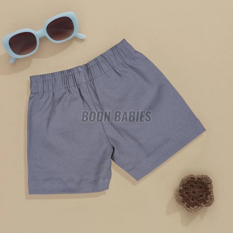 Boys Grey Minimalist Cotton Shorts