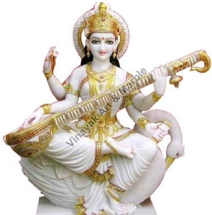 Marble Saraswati Mata Statue