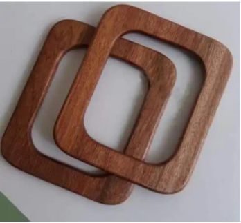 Rectangular Wooden Handle Bag