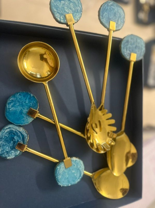 Fancy Gold Plated Luster Spoon Set