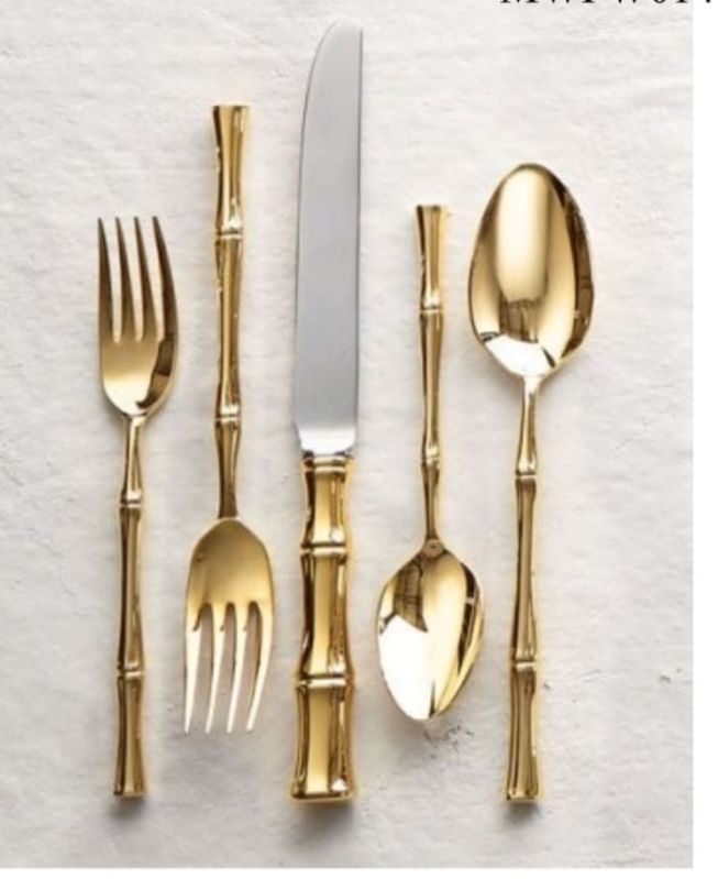 Stainless Steel with Gold Touch Elegant Dining Spoons