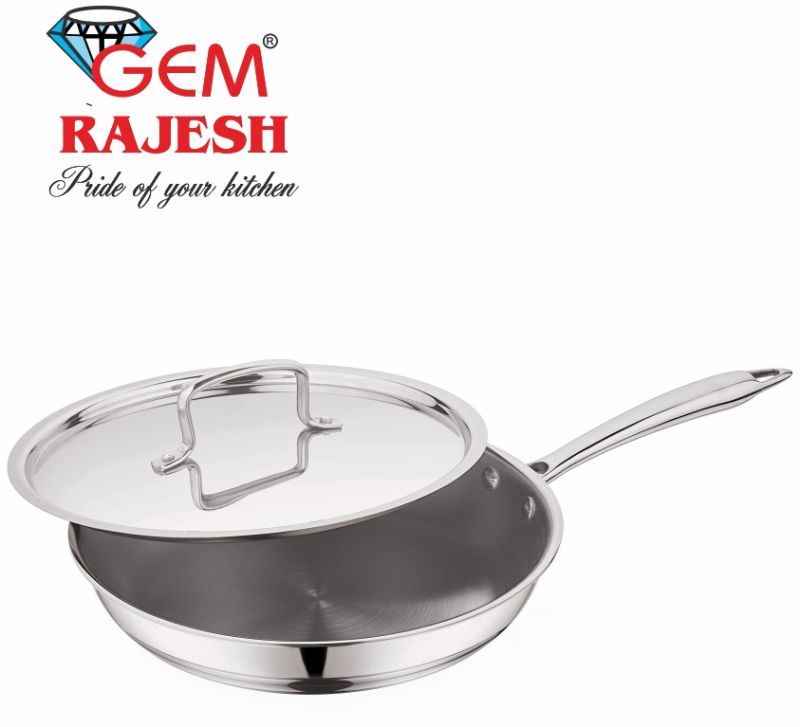 26 Cm Stainless Steel Triply Frying Pan with Lid