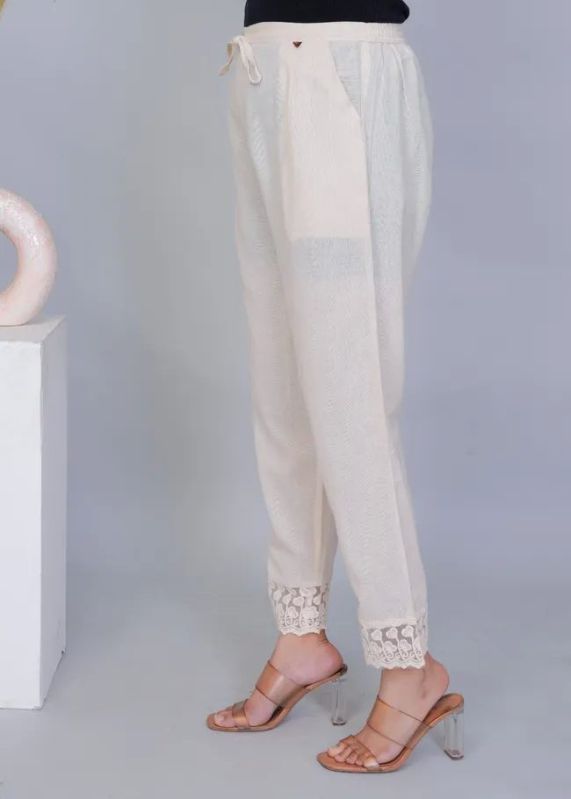 Ladies Floral Weave Khadi Crochet Pant