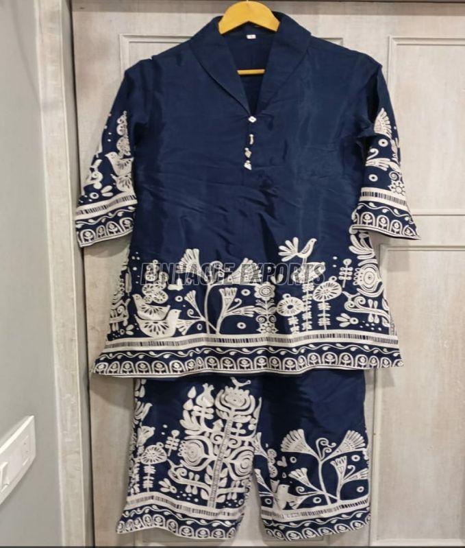 Ladies Rayon Printed Cord Set