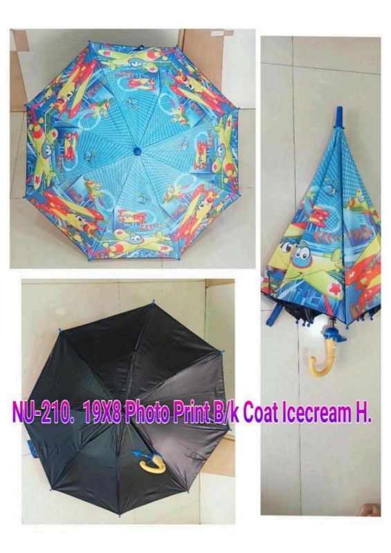 19x8 Inches Photo Print Black Coated Icecream Handle Umbrella