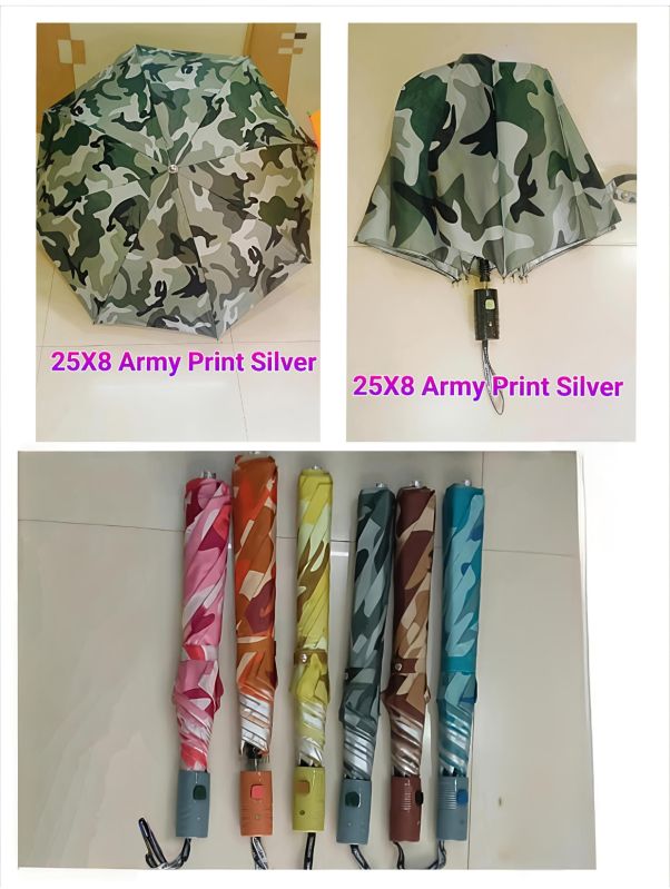25x8 Inches Army Print Silver Umbrella