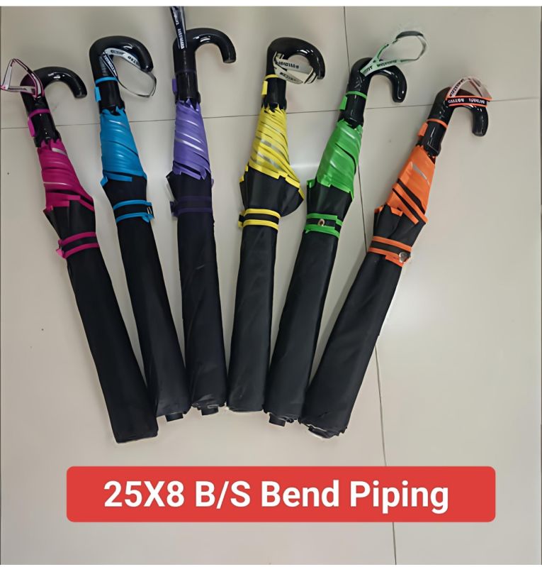 25x8 Inches Black Silver Bend Handle Umbrella