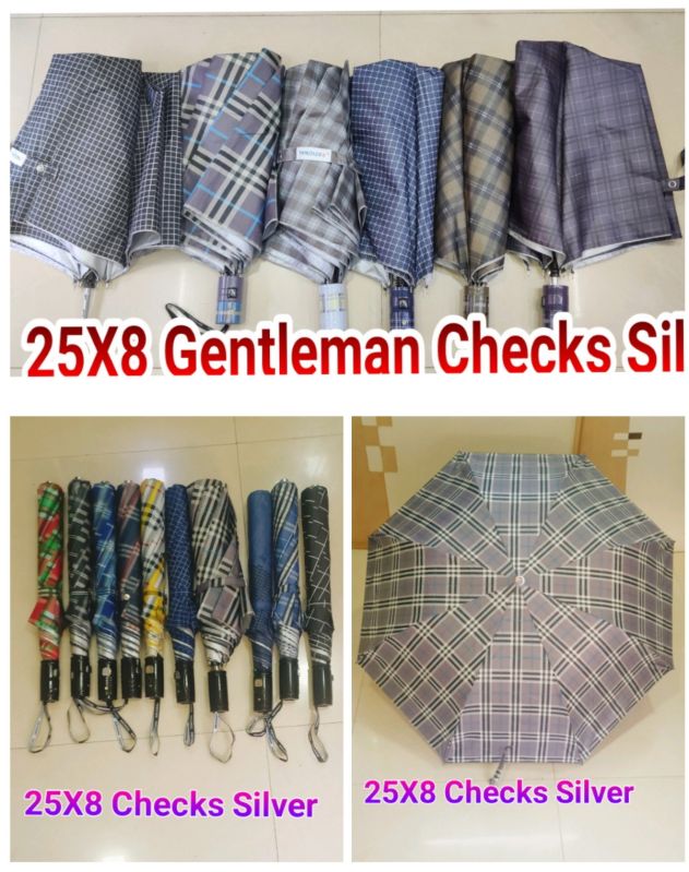 25x8 Inches Check Silver Umbrella