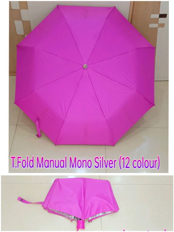 Three Fold Manual Mono Silver Umbrella
