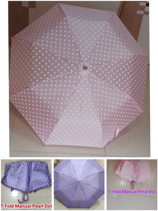 Three Fold Manual Pearl Dot Umbrella