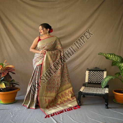 Ladies Party Wear Printed Silk Saree