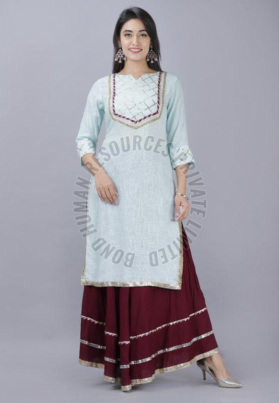 Ladies Casual Wear Rayon Sharara Suit Set