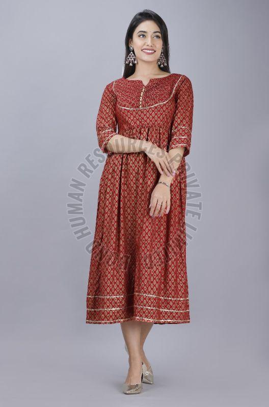 Ladies Printed Rayon Frock Kurti